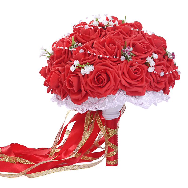 Bride holding flowers wedding props simulation flower wedding dress holding bouquet
