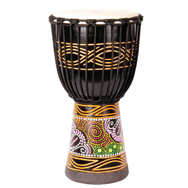 8 дюймовый деревянный кожаный Djembe Африканский барабан (волнистый)-черный