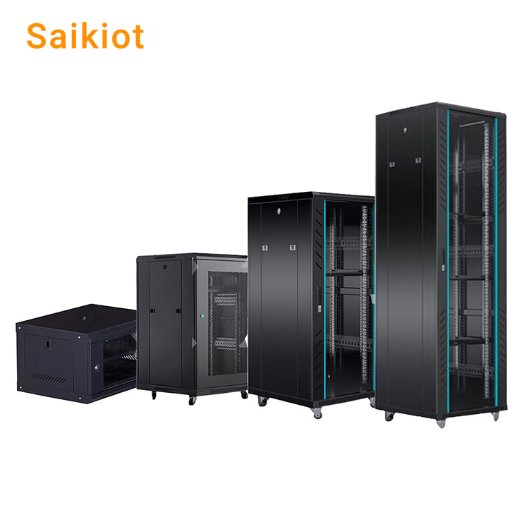 Шкаф данных Saikiot 4U 6U 9U 12U 15U 18U 22U 32U 42U OEM ODM, черный стальной шкаф IT, серверная стойка, шкаф для сетевых данных