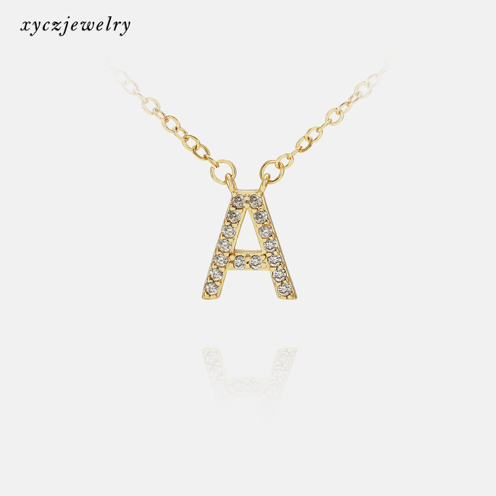 Оптовая продажа CZ алмазное Первоначальное письмо 18K позолоченное ювелирное ожерелье