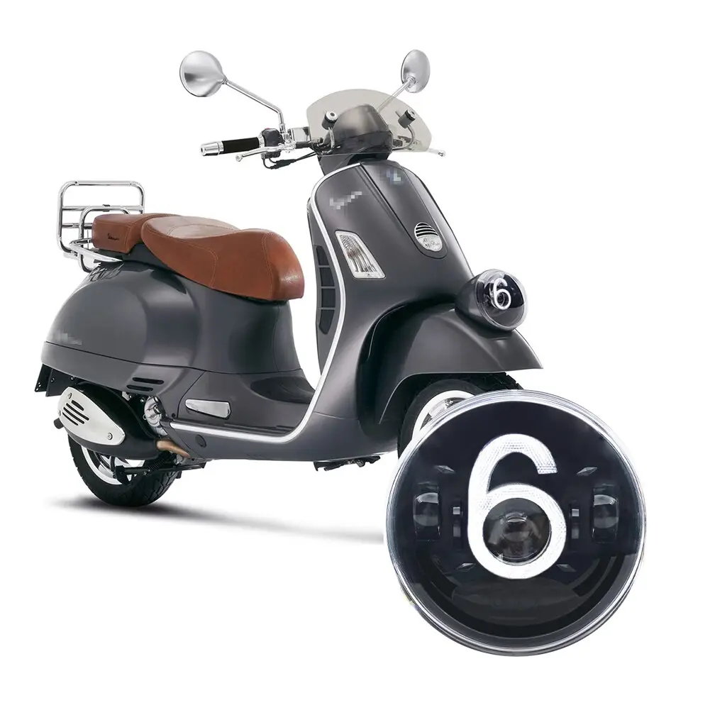 Tri-color Carbon Fiber Hi-Lo Beam Dynamic Sequential LED Motorcycle Headlight For Vespa GTV 6 Sei Giorni