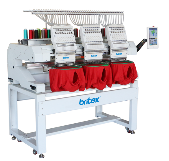 BR-1203 Three Heads 12 Needles Computerized  Flat Embroidery Machine , Cap Embroidery Machine Britex