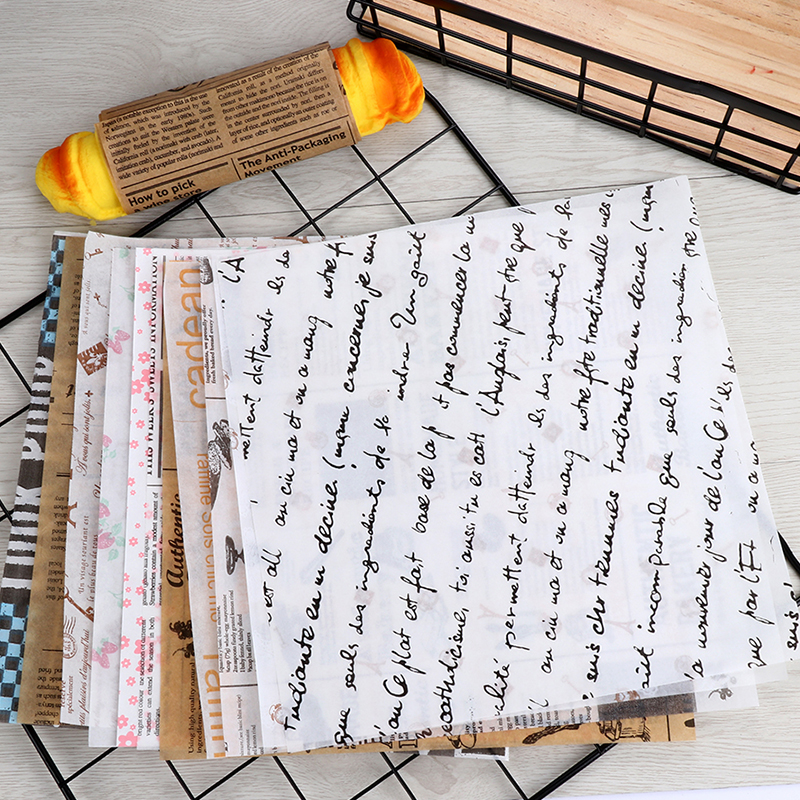 Custom Logo Food Grade Grease Proof Wrappers Bread Oil Paper Baking Wrapper Packing Bread Sandwich Wrapping Paper