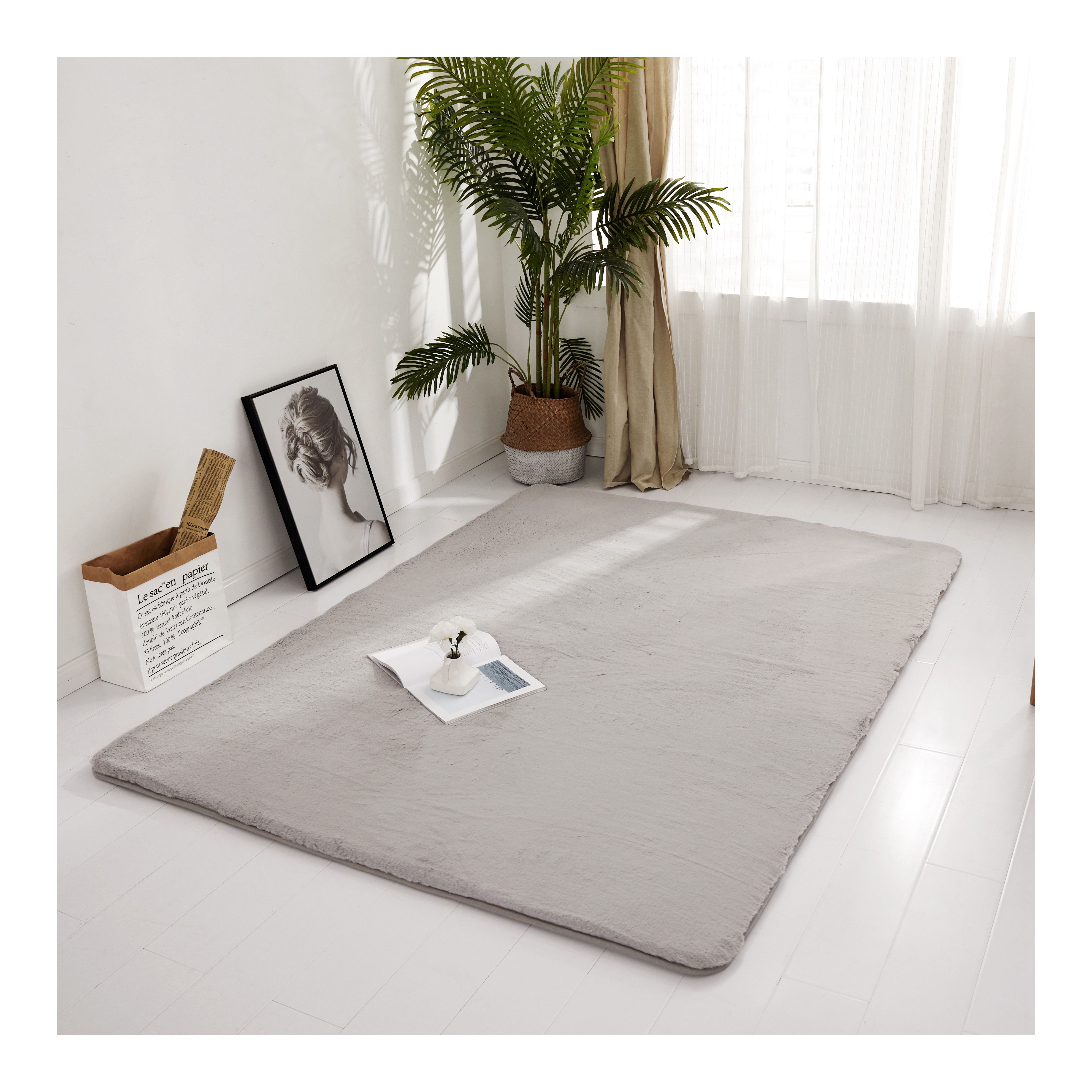 Kids Home Carpet Prices Grey Color Faux Rabbit Fur Concise New Fashion Trends