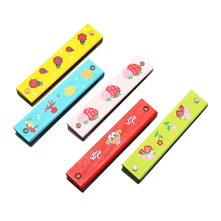 2021 New Popularity Hot Sale Products Cheap Chromatic Cartoon Harmonica Wooden Toys Music Educational