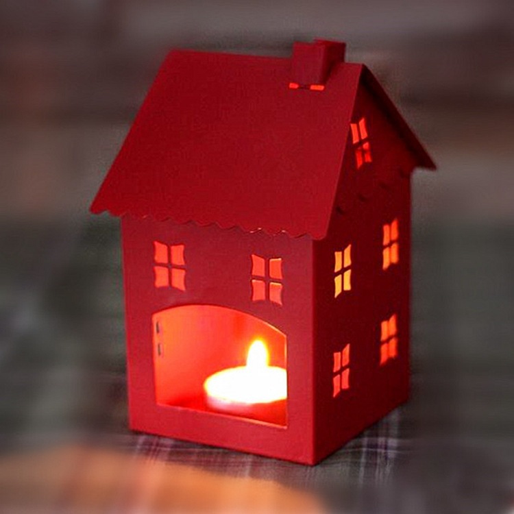 Wholesale Fashion Creative House Model Candleholder Tabletop Desktop Candle Holder Iron Metal Craft Candle Stand