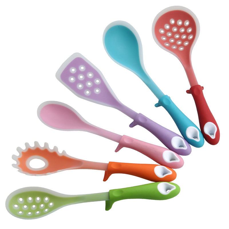 2021 6 Piece Eco-Friendly Kitchen Tools Silicone Kitchenware Set With Storage Bracket