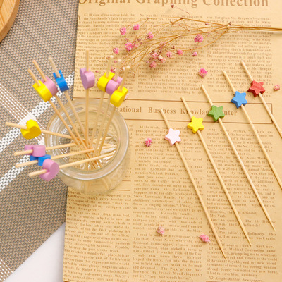 New Round flower pot baoboo stick 12cm cocktail decorative stick dessert stick