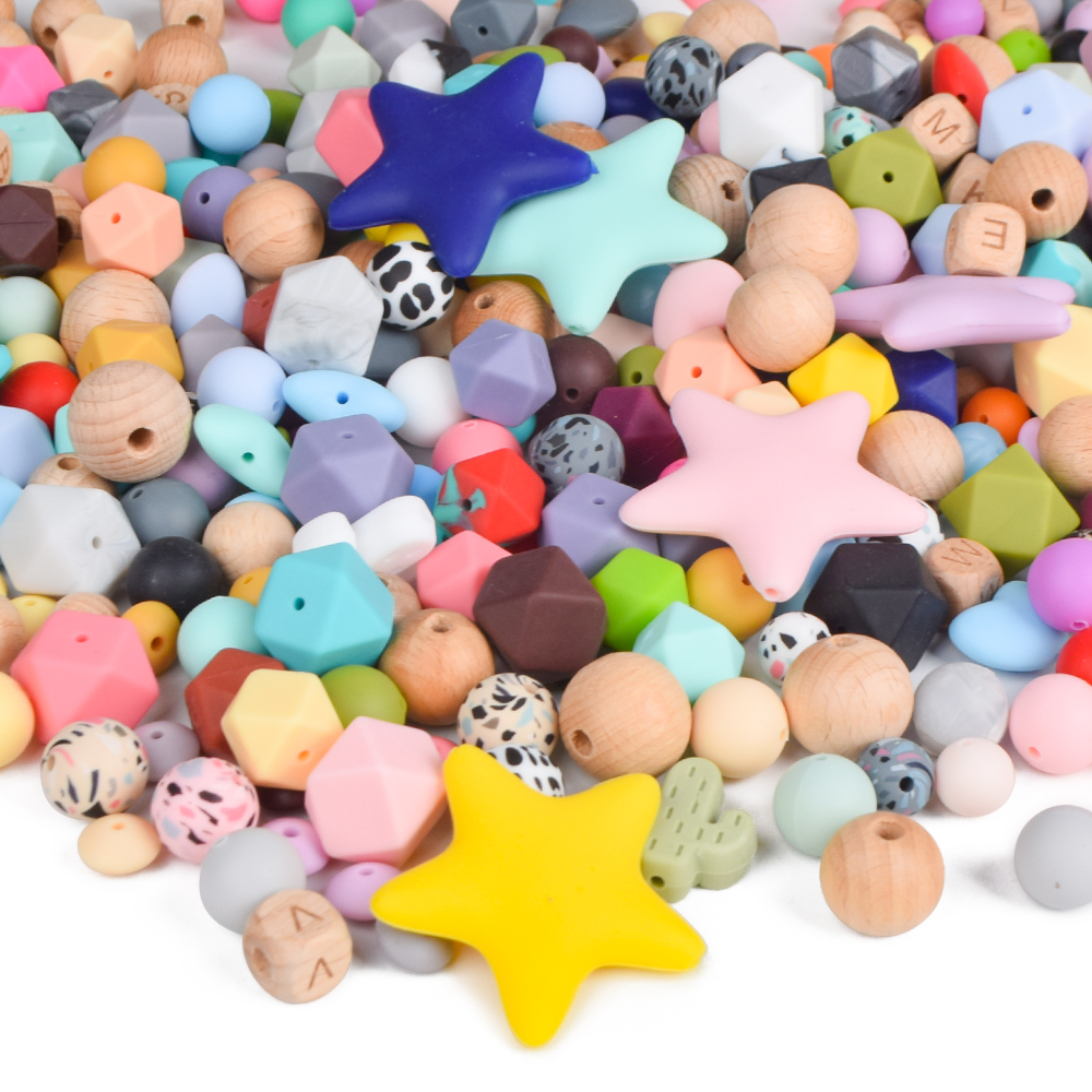 Wholesale Bpa Free DIY Baby Teether Jewelry Chewable Nursing Necklace Accessoriestoy Silicone Teething Beads
