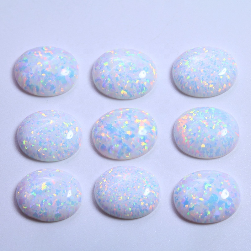 Japanese White Opal Op17 Oval-shaped Opal Ring Face Bare Stone Flat Plain Plain Synthetic Fire Color Opal Gemstone