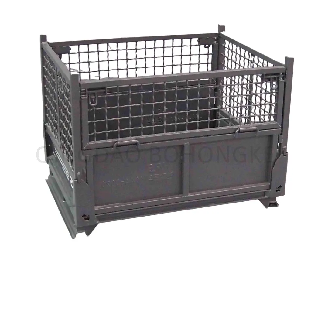 BHK66 Foldable and Stackable Steel rack Stillage Wire Mesh Container trolley cage