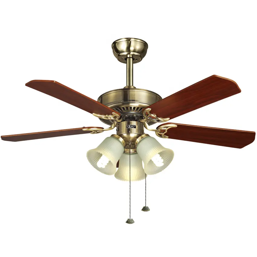 Hot sale chandelier fancy 42 inch fan with wooden leaf silent motor led ceiling fan with light oem