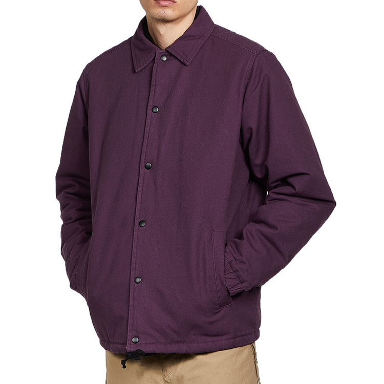 Metro men canvas jacket button placket sherpa fleece inside jacket wholesale