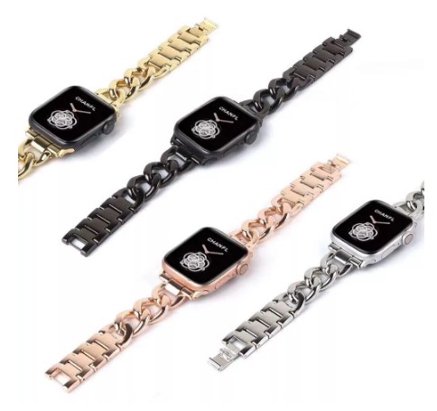 Металлический ремешок из нержавеющей стали для Apple Watch 6, модный металлический ремешок для iWatch 5/4/3/2/SE, ремешок для часов с металлической цепочкой