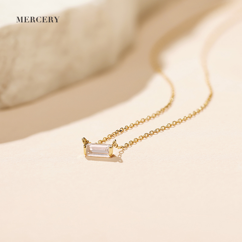 Милые Подвески Mercery Babygirl, длинное ожерелье из твердого золота 14 к с белыми бриллиантами, Женское Ожерелье jwellseries