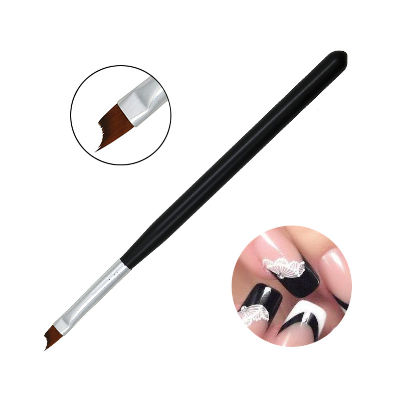 Acrylic UV Gel Drawing Painting Pen French Tip Nail Brush Black Handle Design Half Moon Shape pen