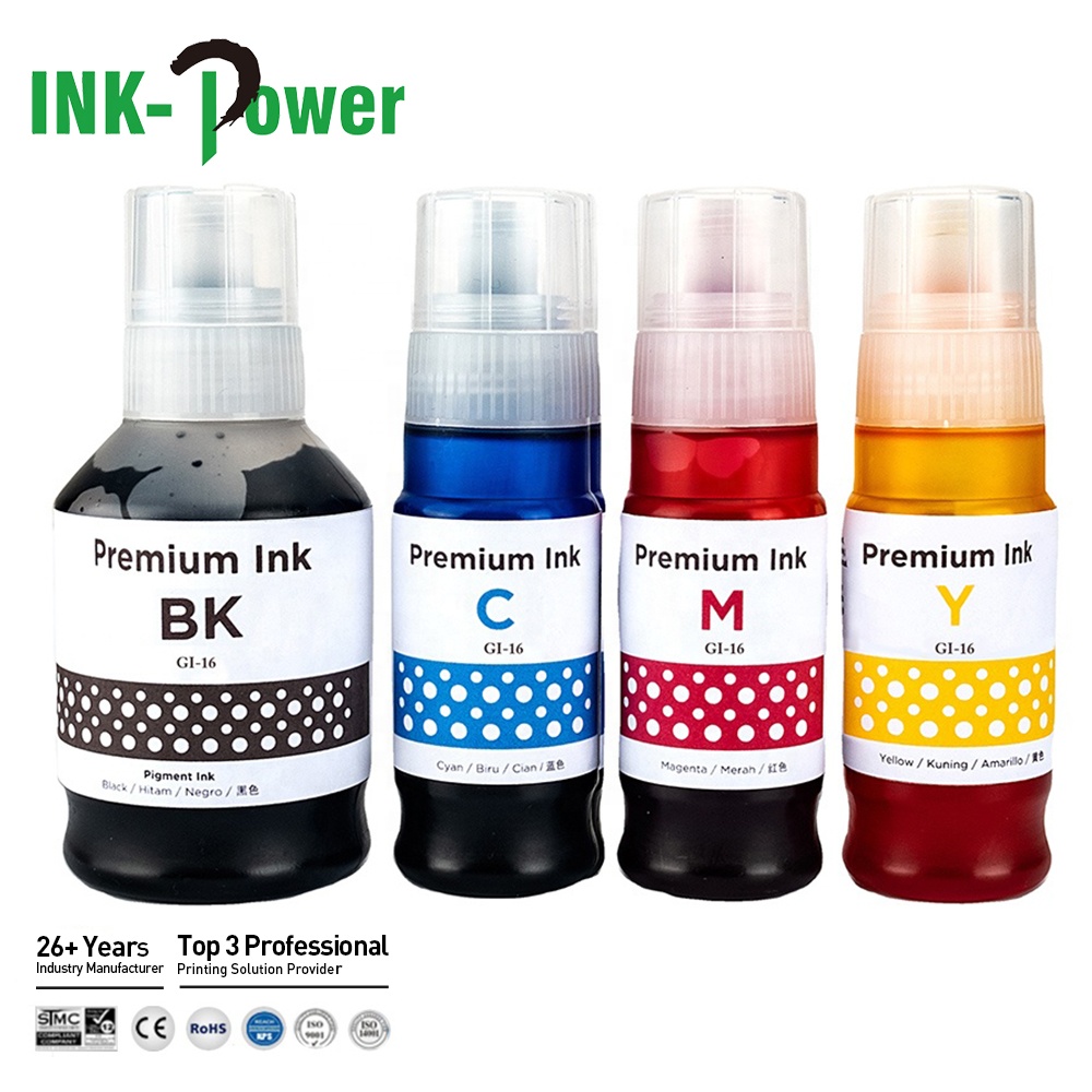 INK-POWER GI 16 GI16 GI-16 Premium Compatible Color Bulk Water Based Bottle Refill Ink for Canon MAXIFY GX6010 GX7010 Printer