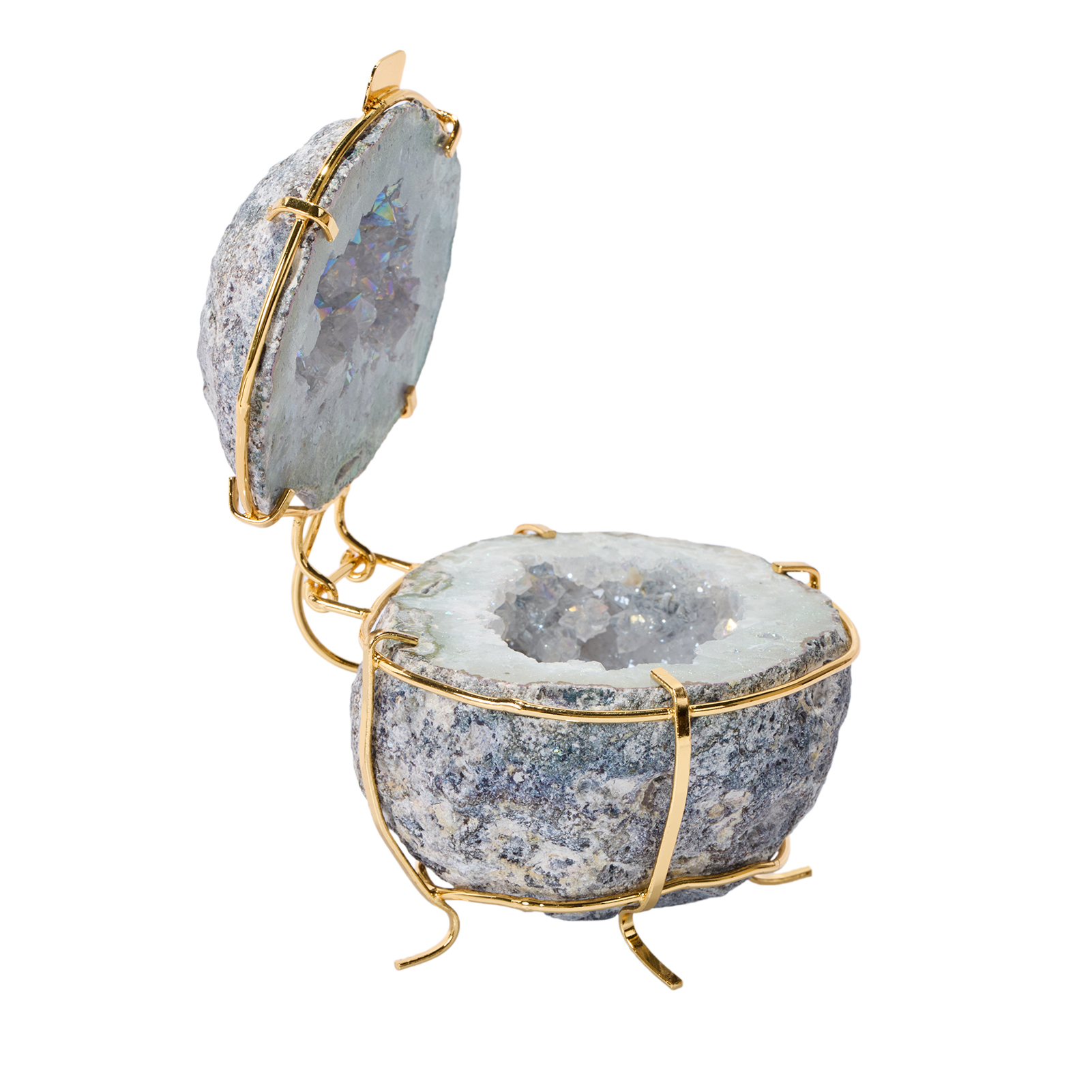 wholesale new design stone jewelry box natural crystal quartz agate geode gift ring box