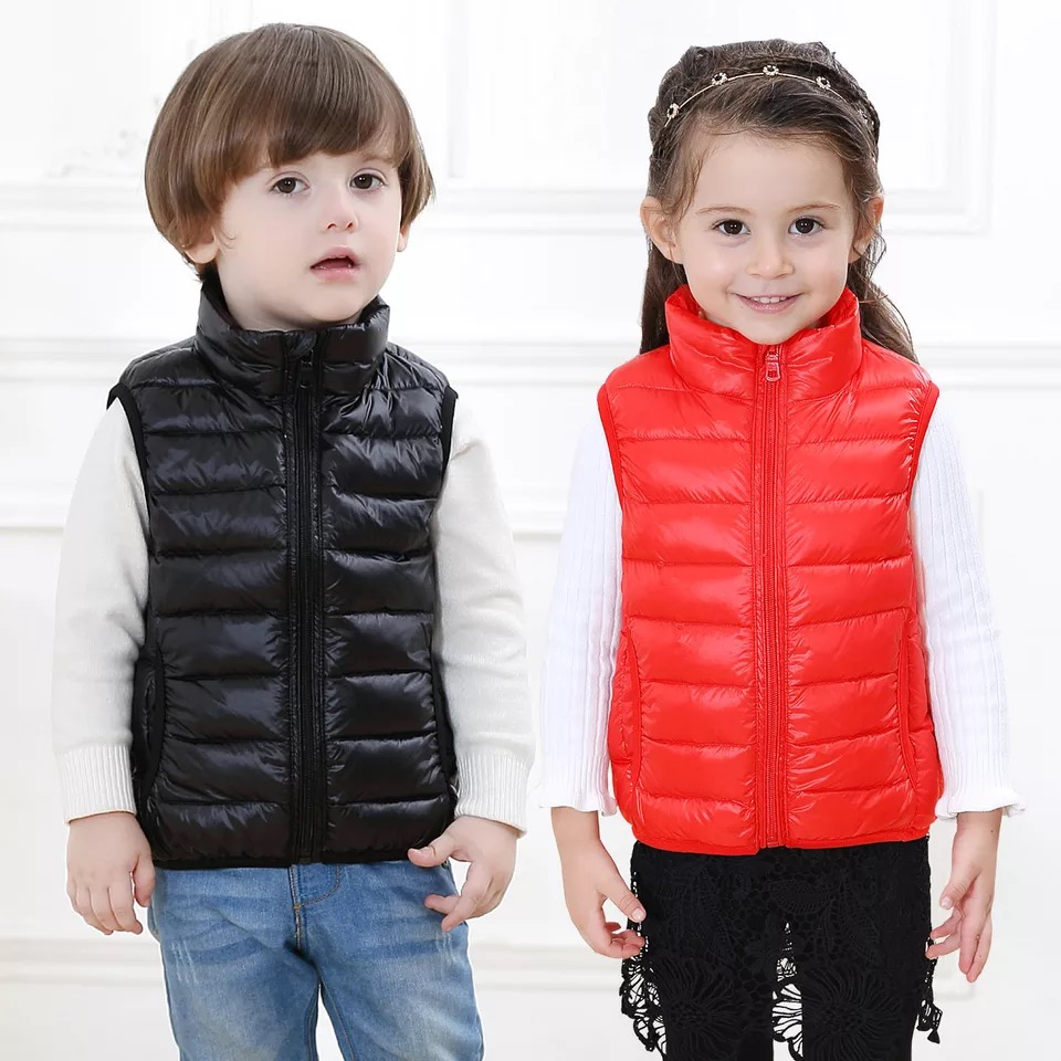 Packable Ультра легкий пользовательский фугу Детский Спортивный зимний пуховый жилет дети