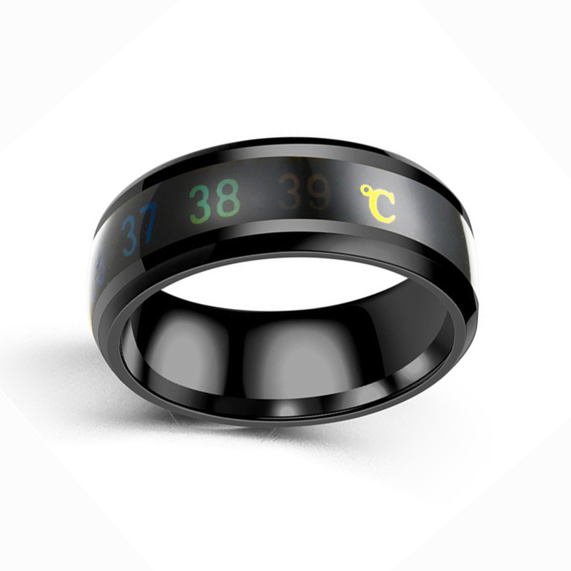 Cheap Stainless Steel Smart Thermometer Ring Emotion Feeling Mood Intelligent Temperature Measuring Couple Rings
