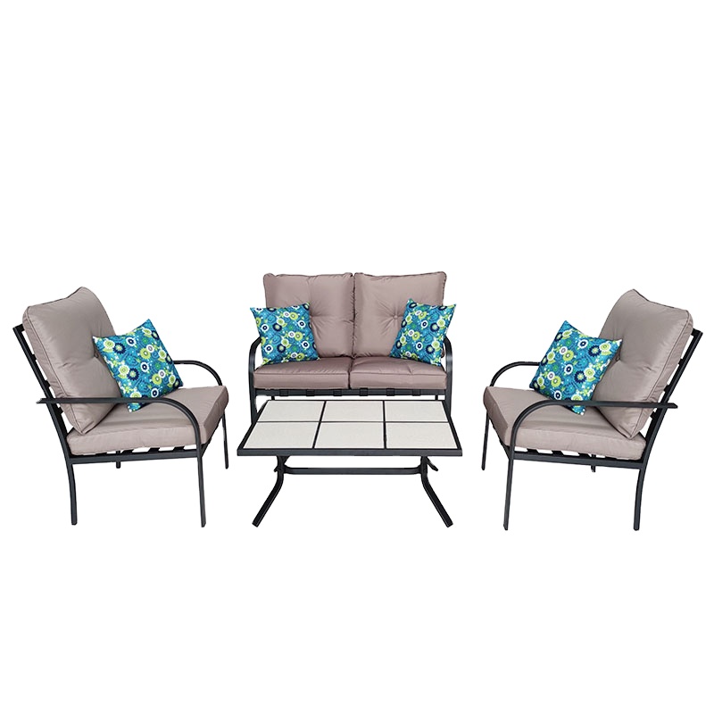 4-Pce Dining Table and Metal Garden Chair Sets for Conversation