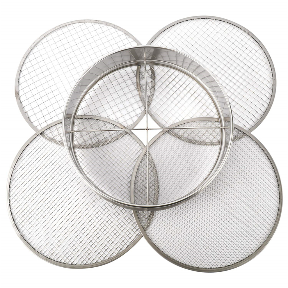 Three Interchangeable 12 Diameter Stainless Steel Frame Soil Sieve Set