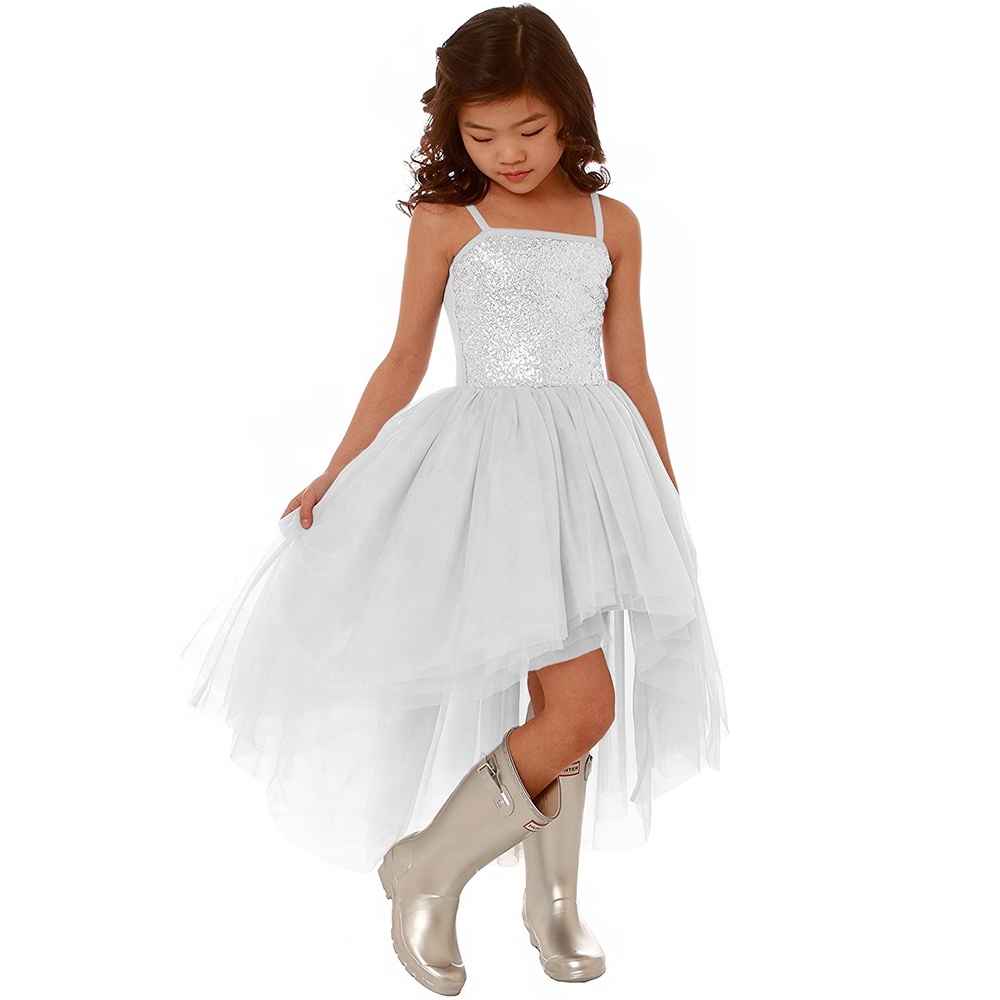 A-line sequin tulle flower girls dresses for kids party wear