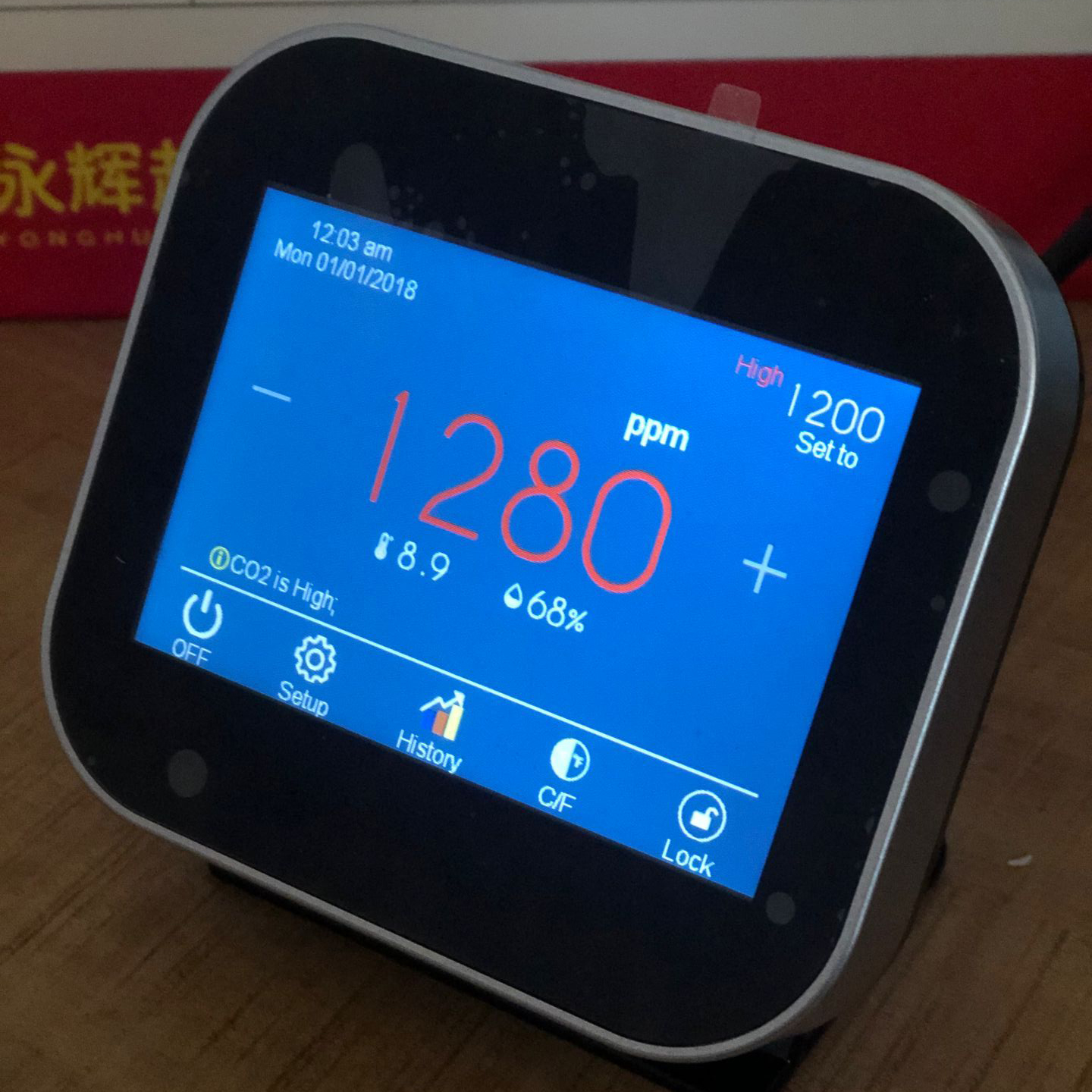 Точность CO2 +/- 40ppm + дисплей * 2% NDIR датчик CO2 Монитор/детектор CO2 для комнаты/офиса/школьного класса
