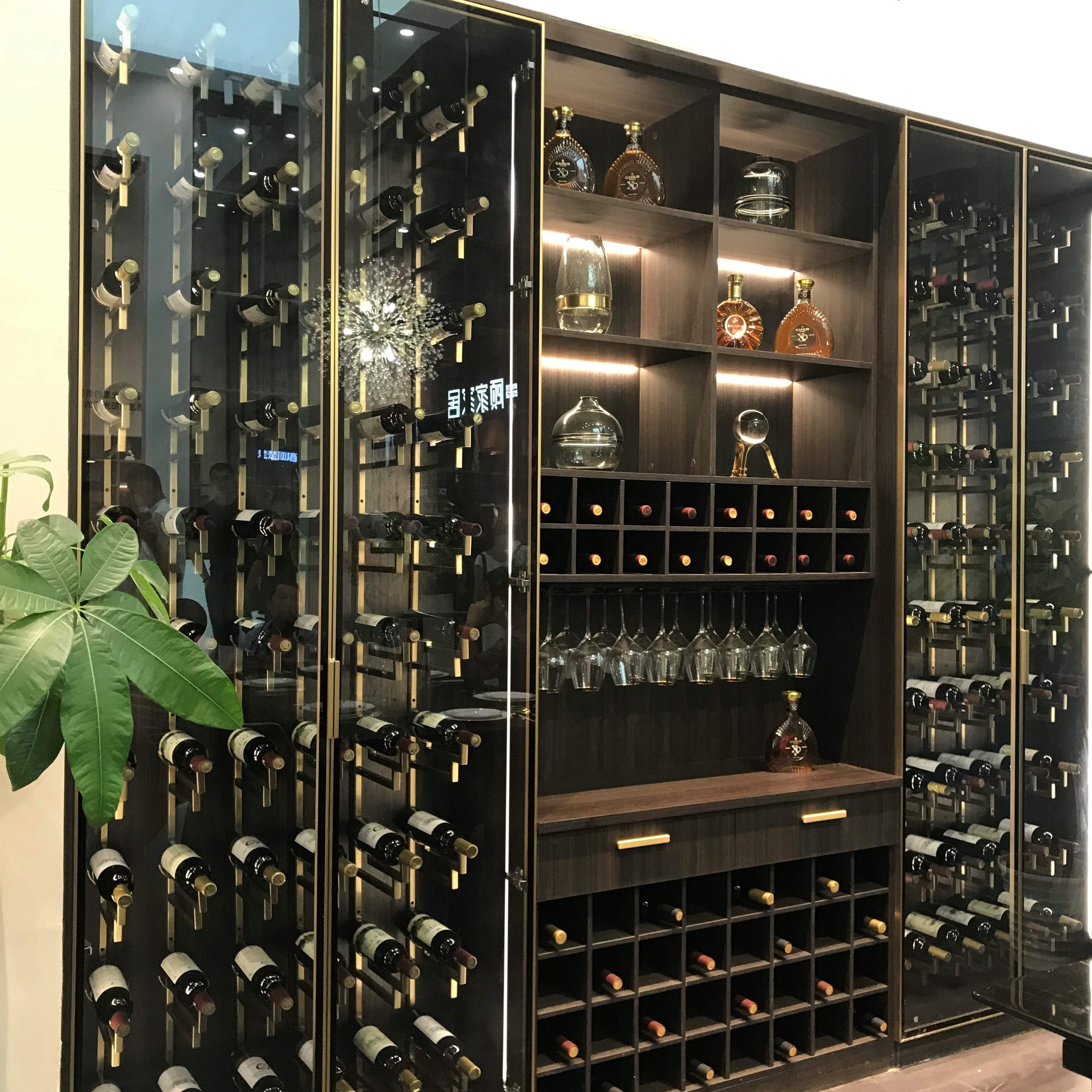 Decorative anodized aluminum profile door frame for kitchen cabinet and wardrobe with insert glass