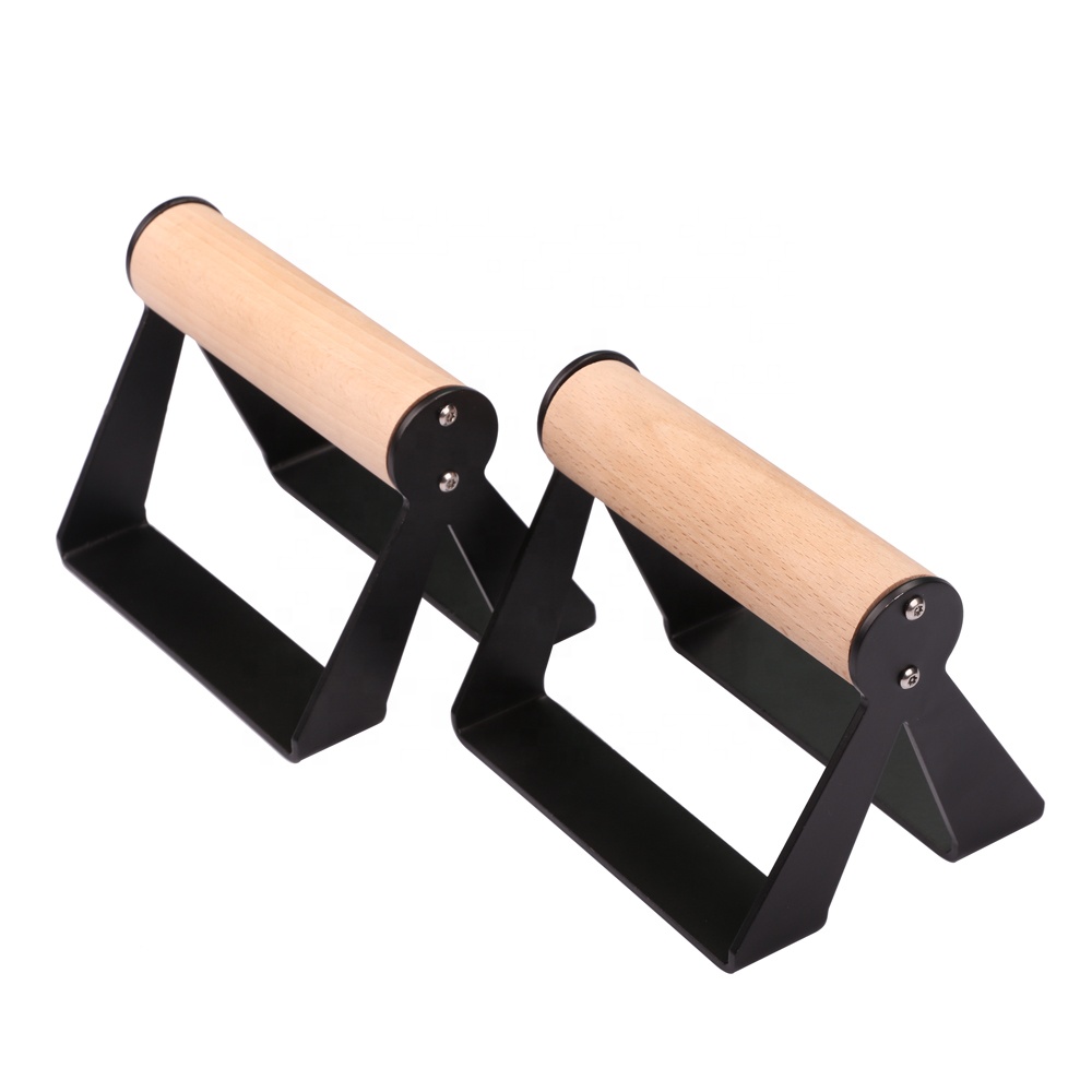 Aifun Factory Price Fitness Exercise Muscle Steel Metal Wooden Handle Push Up Bar Push-ups Stands
