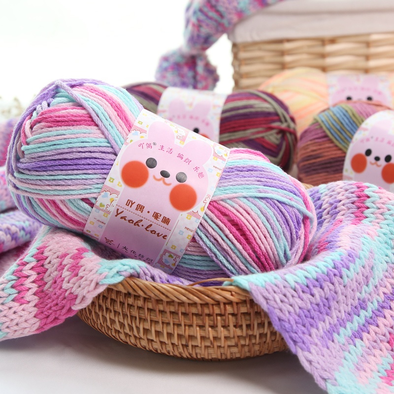 Factory selling Space Dyed Crochet Yarn Cotton Handknitting Acrylic Polyester Blended Yarn