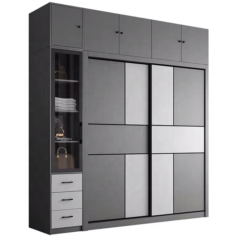 Contracted Bedroom Furniture Wardrobe Sliding Door Storage Wardrobe Wooden Wardrobes(UL-21LV1869)