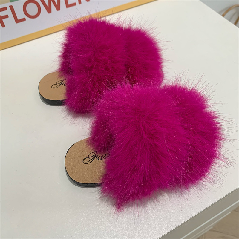 High quality winter indoor outdoor nonslip fashionable warm slippers for kids girls