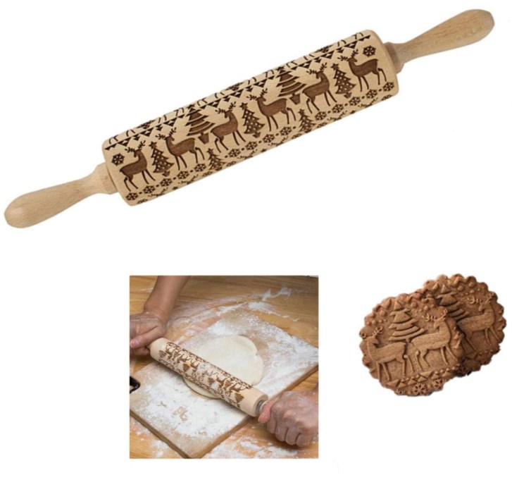 Baking Embossed Cookies Cute Kitchen Tool Kids Adults Engraved Embossing Rolling Pin