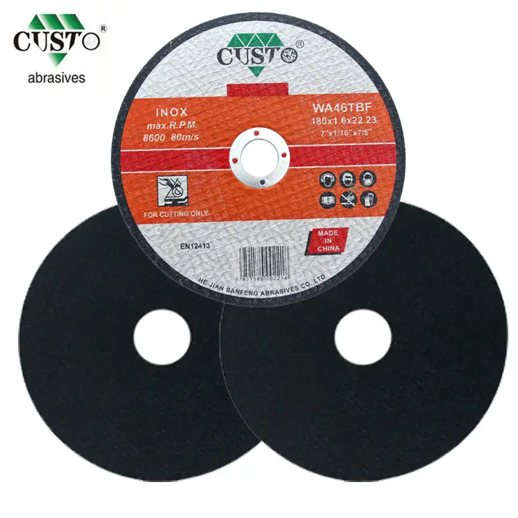 EN12413 7 inch 180*1.6*22.2 double net cutting disc for metal and stainless steel