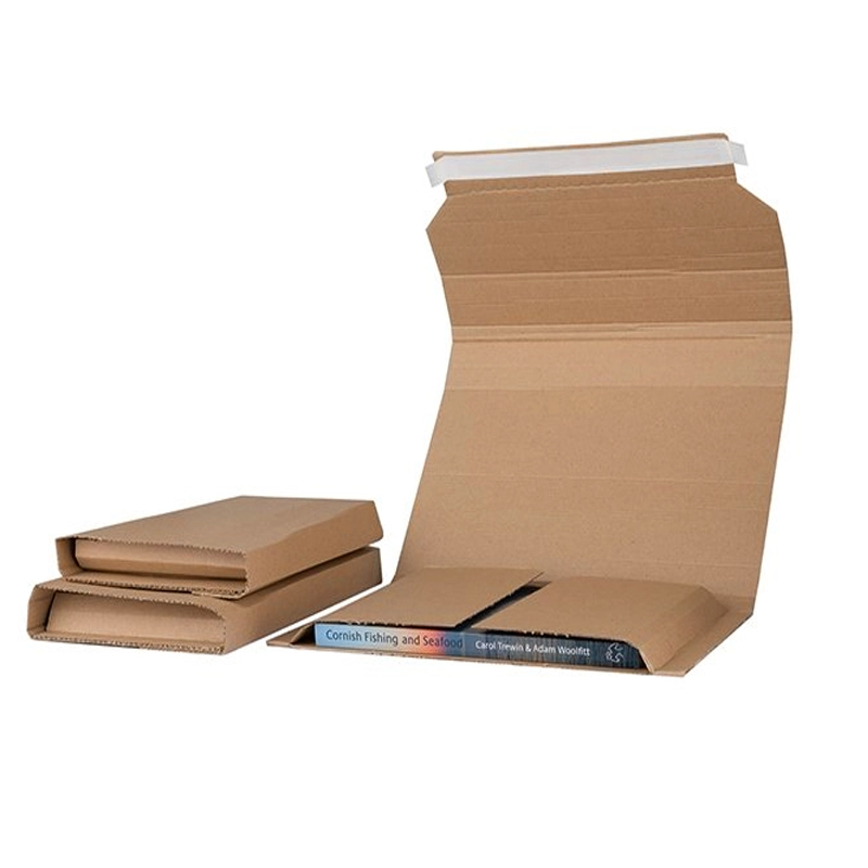 strong protective corrugated cardboard flat easy wrap around packaging A4 book mailing boxes
