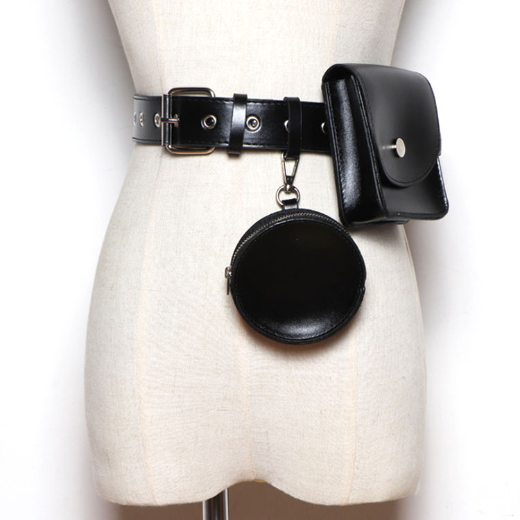 2021 Women Retro PU Leather Belt Wild Fashion Waist Chain With Mini Waist Bag