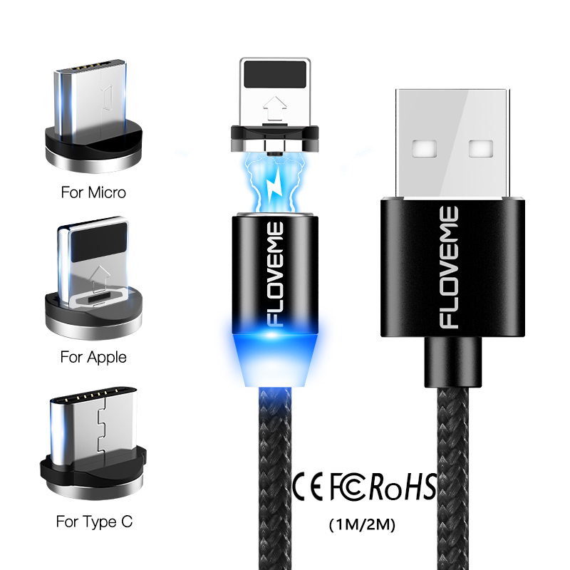Бесплатная доставка 1 образец ок CE FCC ROHS 3 в 1 USB Магнитный кабель для iPhone/USB/Type C FLOVEME 1 м Магнитный телефонный кабель 3 в 1 кабель