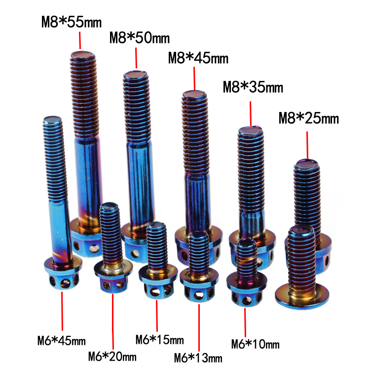 1 шт. Ti M6x 10 15 20 25 30 35 40 45 50 60 мм болт корпуса двигателя мотоцикла М6 титановые болты Шестигранная Фланцевая головка винты с отверстиями