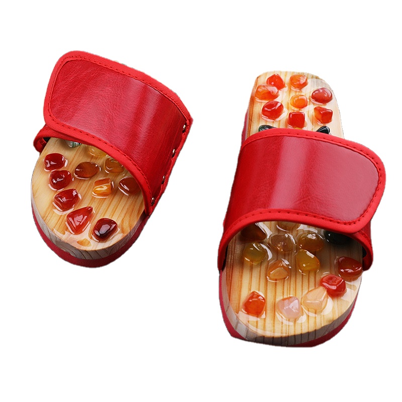Natural Cobblestone Acupoint Foot Therapy Slippers Sandals Home Massage Shoes with Acupuncture Massaging for Men and Women