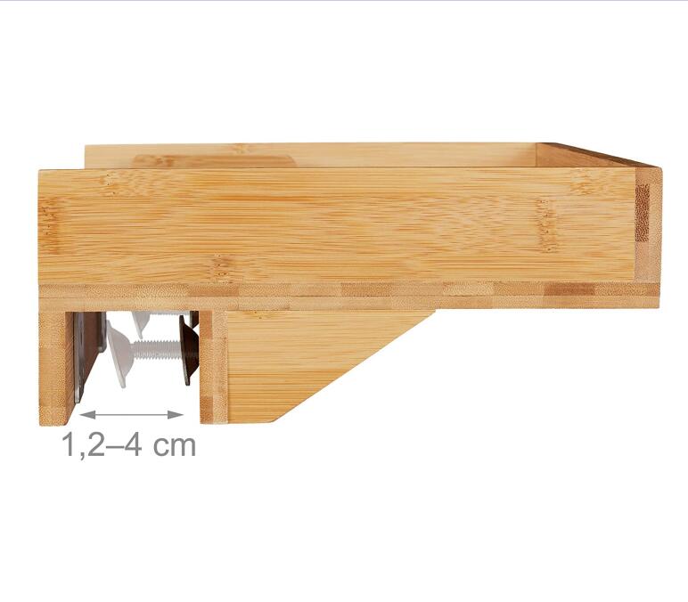 Bed shelf Storage Mini-Clip On Bamboo Bedside Table Cup Holder space saving organiser