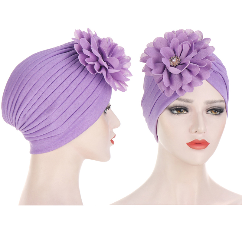 New Style Chaotic Folds Multicolor Applique Ladies Fashion Hat Watermelon Hat Multicolor Cancer Hat With Alloy Diamond Turban