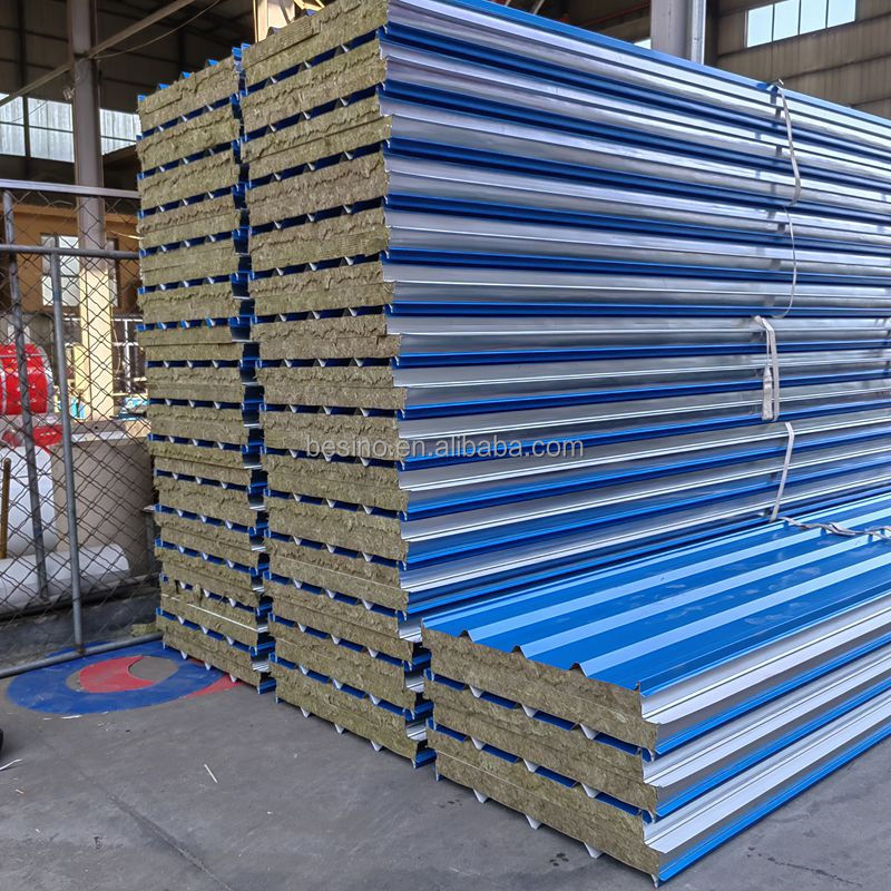 Thermal Insulation Color Steel Insulation Rock Wool Sandwich Panel Cold Room Rock Wool Sandwich Panel Low Price Factory
