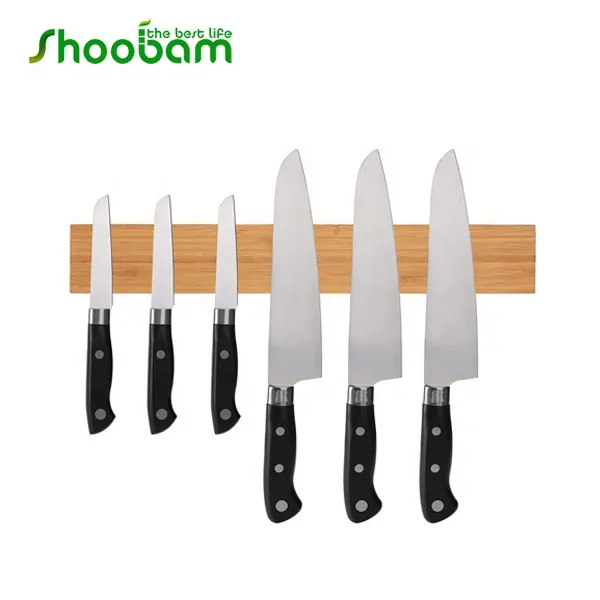 Bamboo Magnetic Knife Strip Holder for Knives  Cutlery  Scissors  Utensils  Tools  Magnetic Spice