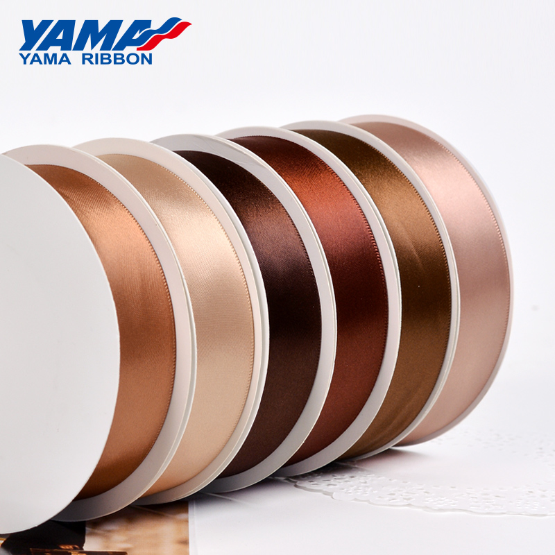 YAMA, лента, Заводская поставка, оптовая продажа, полиэстер, односторонняя, гладкая, коричневая, шоколадная, атласная лента