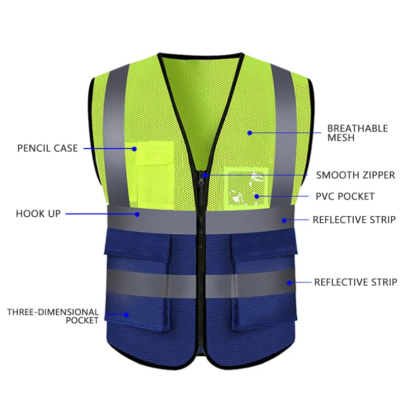Safety Reflective Vest Factory Wholesale Custom Logo Printed Night Reflective Safety Vest