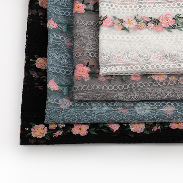 HOT Sale 2020 Embroidered Fabric Lace 100% Polyester Fabric for Dress