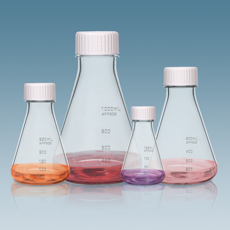 Стерильные поликарбонатные колбы Erlenmeyer, 4,2 унции-33,8 унции
