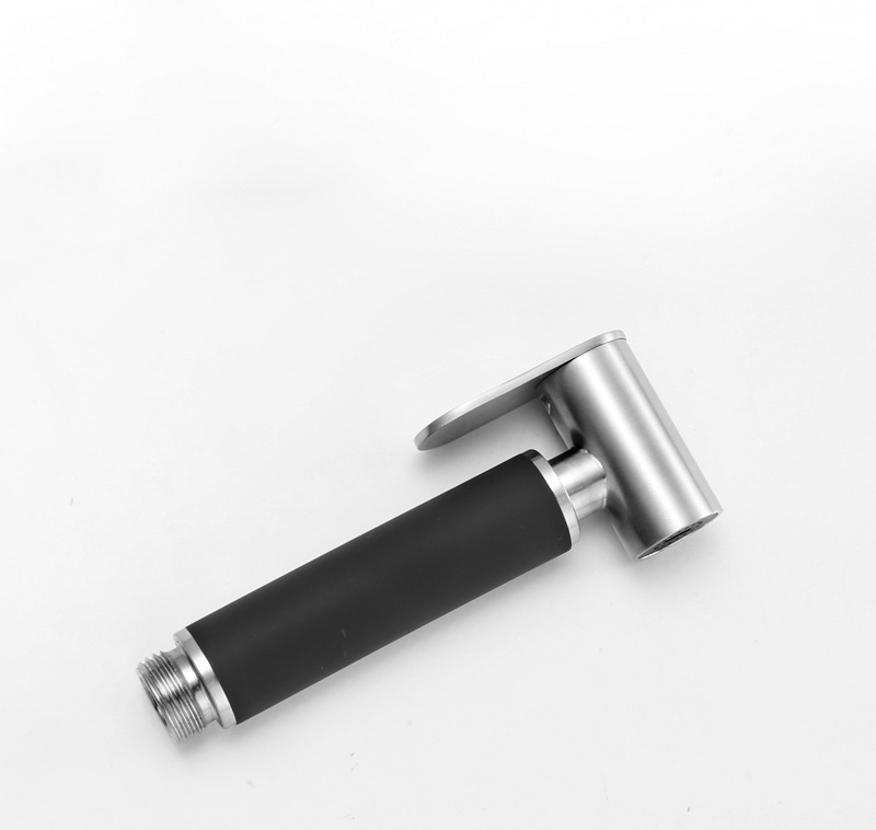 Silver and black combination bathroom hand held spray bidet