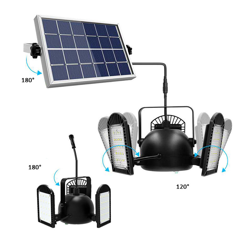 Dimmable 60W 600LM Commercial Lighting 3 Adjustable Panels Solar UFO LED Deformable High Bay Garage LED Lights